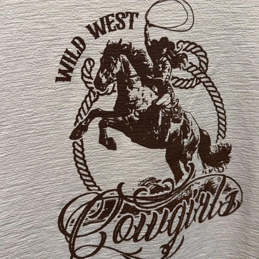 Cowgirls western Wild West rodeo long sleeve top tee striped w balloon sleeve​ - Picture 3 of 5